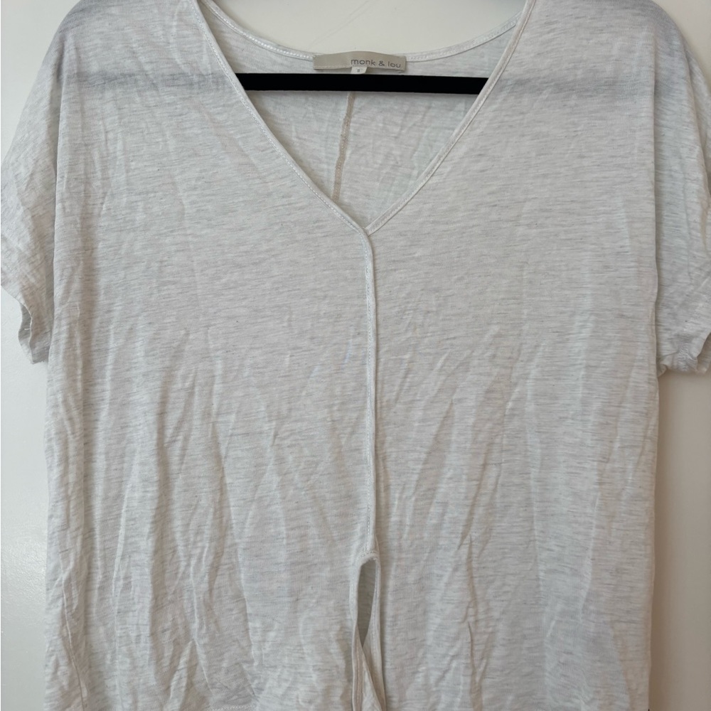 Monk Lou Light Gray V neck T shirt